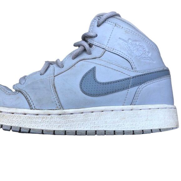 COPY - RARE Nike Air Jordan 1 Retro Mid Wolf Grey Coll Grey Size 4 - Picture 10 of 16